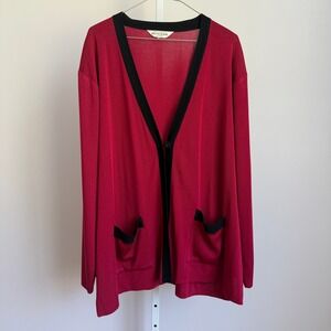 Misook Cardigan Sweater size‎ XL Knit Pockets Long Sleeve Career Casual Red
